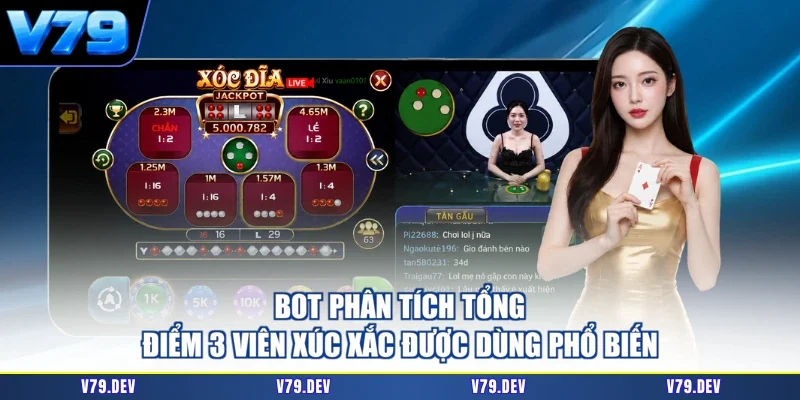 Bot phân tích tổng điểm 3 viên xúc xắc được dùng phổ biến